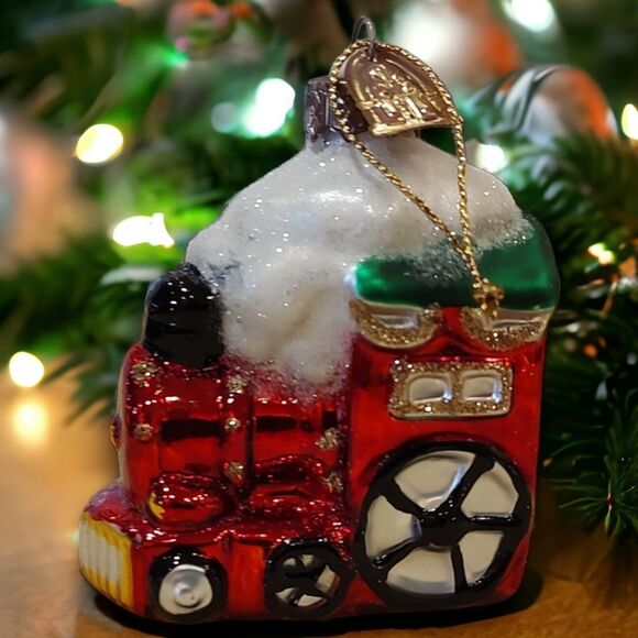 Shimmery Christmas Train Ornament Hand Blown Glass Thomas Pacconi Classics 2002 - Picture 3 of 7